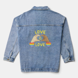 Gay Pride Rainbow Heart Women's Denim Jacket Jeansjacke