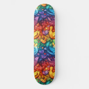 Gay pride Rainbow Hearts Doves LGBTQ+ Skateboard