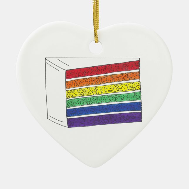 Gay Pride Rainbow Layer Wedding Cake Slice Keramik Ornament (Vorne)
