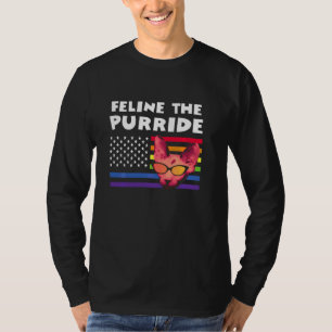 Gay Pride Rainbow Lgbt Feline Purride Cat Amer T-Shirt