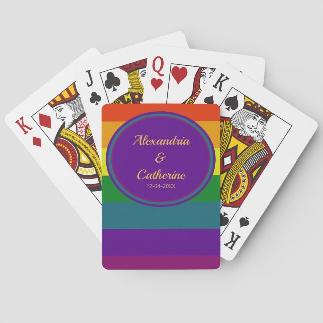 Gay Pride Rainbow LGBTQ Flag Liebe Liebe Spielkarten (Rückseite)