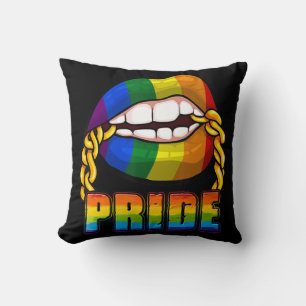 Gay Pride Rainbow Lips LGBT Awareness Month 2022 Kissen