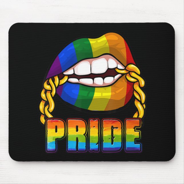 Gay Pride Rainbow Lips LGBT Awareness Month 2022 Mousepad (Vorne)