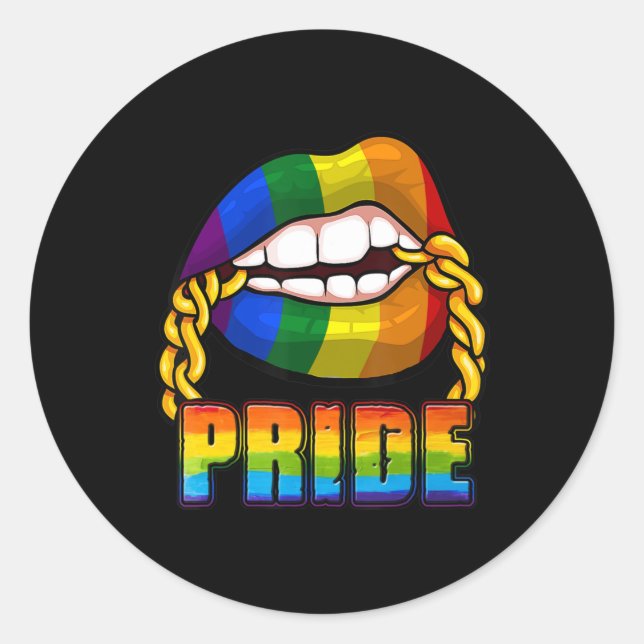 Gay Pride Rainbow Lips LGBT Awareness Month 2022 Runder Aufkleber (Vorderseite)
