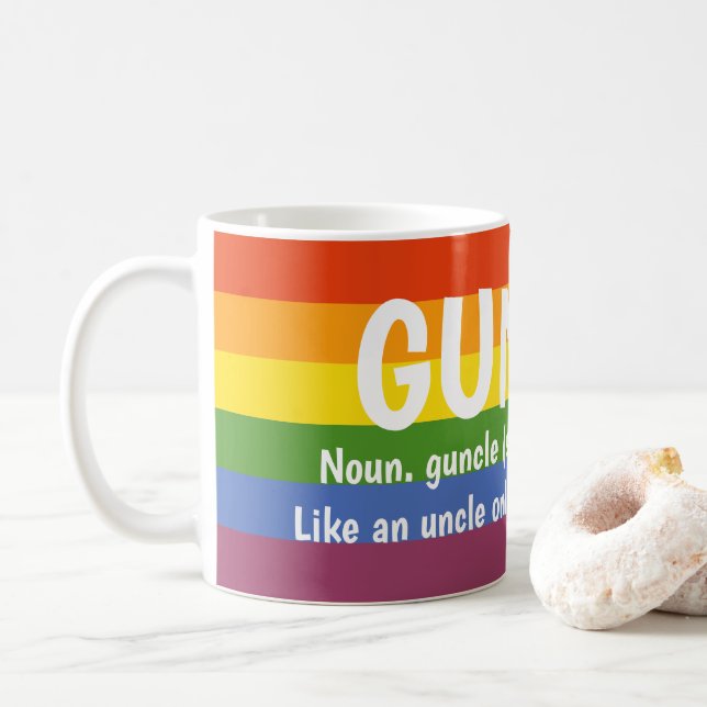 Gay Pride Rainbow Noun Guncle Gay Uncle Slang Kaffeetasse (Mit Donut)