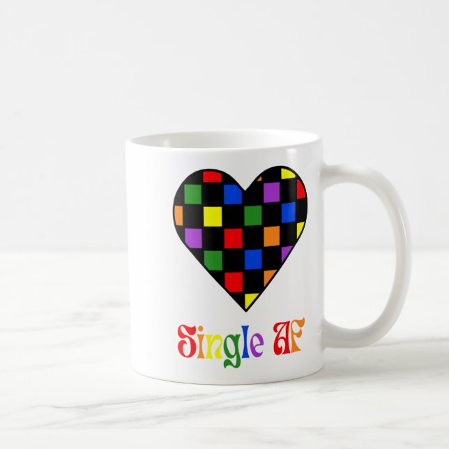 Gay Pride Rainbow Single Af Valentines Day Sarcas  Kaffeetasse (Rechts)