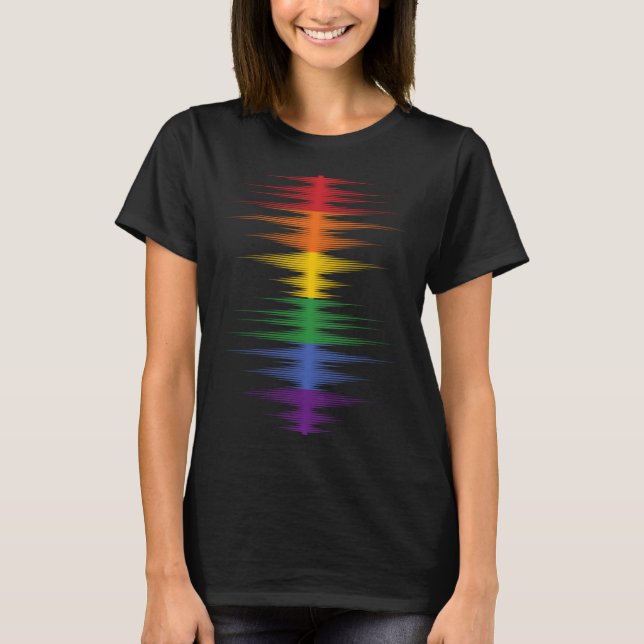 Gay Pride Rainbow Sound Waves  LGBTQ T-Shirt (Vorderseite)