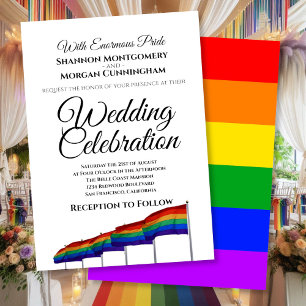 Gay Pride Rainbow Wedding Einladung - Schwarzer Te