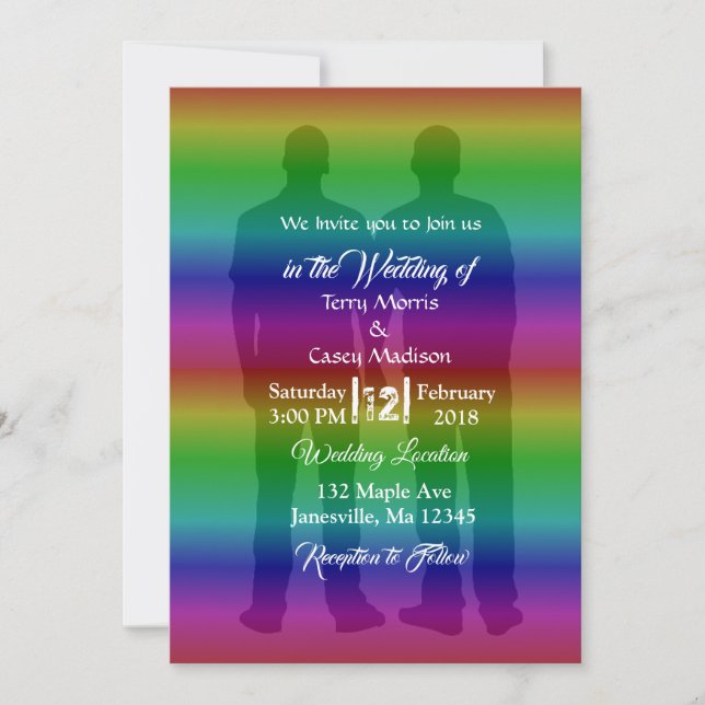 Gay Pride Rainbow Wedding Einladungen (Vorderseite)