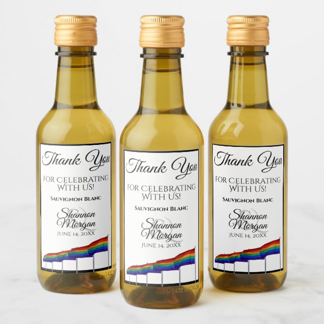 Gay Pride Rainbow Wedding Mini Weinflaschen Etiket Weinetikett (Flaschen)