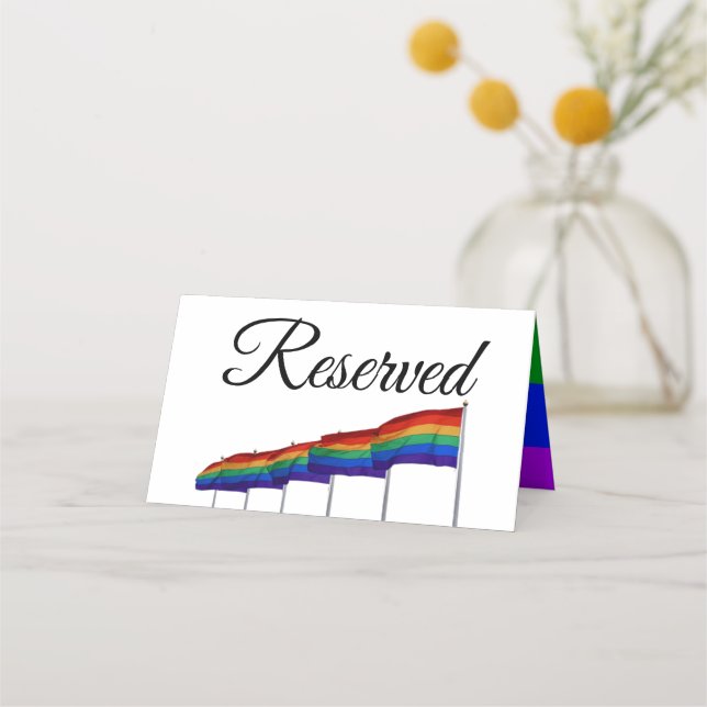 Gay Pride Rainbow Wedding Reservierte Platzkarte (Vorderseite)