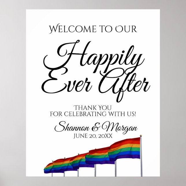 Gay Pride Rainbow Wedding Willkommenszeichen Poster (Vorne)