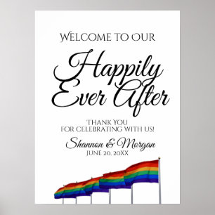 Gay Pride Rainbow Wedding Willkommenszeichen Poster