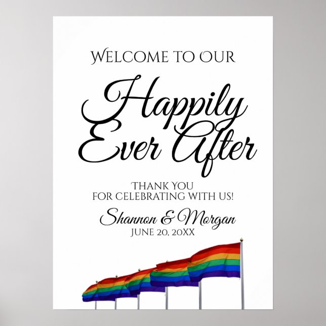 Gay Pride Rainbow Wedding Willkommenszeichen Poster (Vorne)