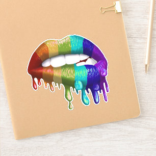 Gay Pride Regenbogen Beißende Lippen  Aufkleber
