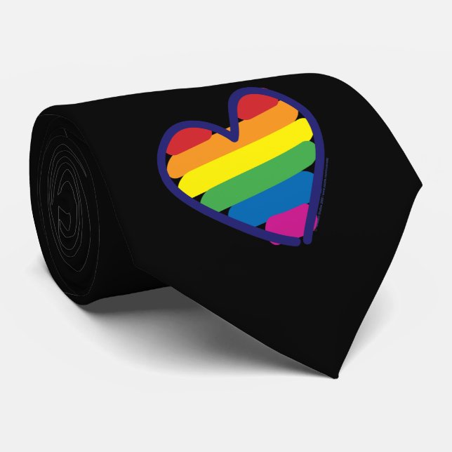 Gay Pride-Regenbogen-Flaggenherz Krawatte (Gerollt)