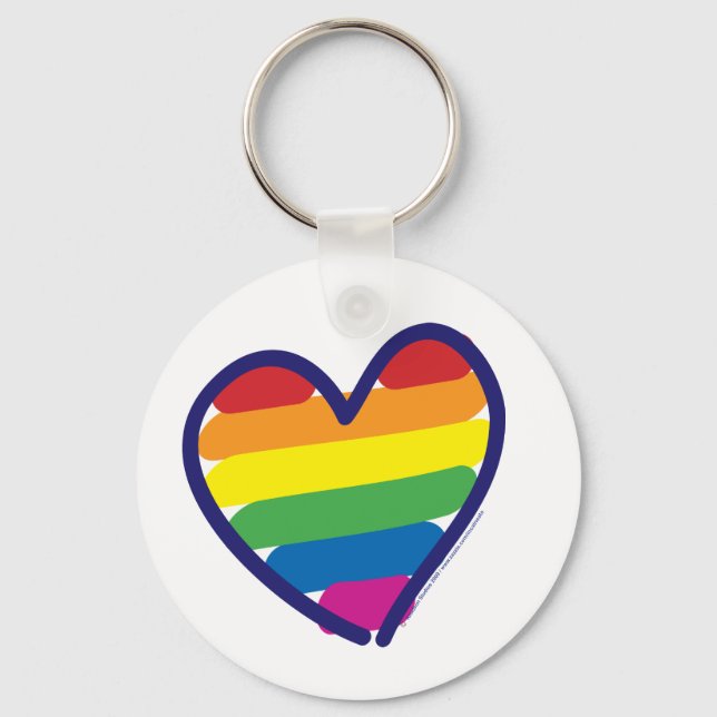 Gay Pride-Regenbogen-Flaggenherz Schlüsselanhänger (Vorderseite)