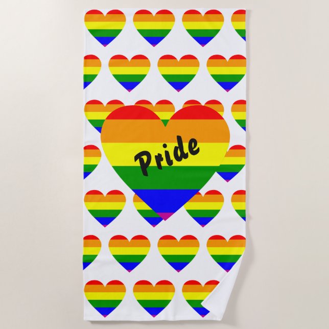 Gay Pride-Regenbogen-Flaggenherz Strandtuch (Vorderseite)