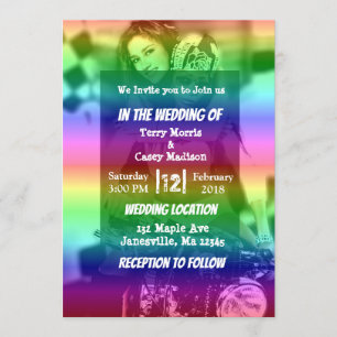 Gay Pride-Regenbogen-Foto-Hochzeits-Einladungen Einladung