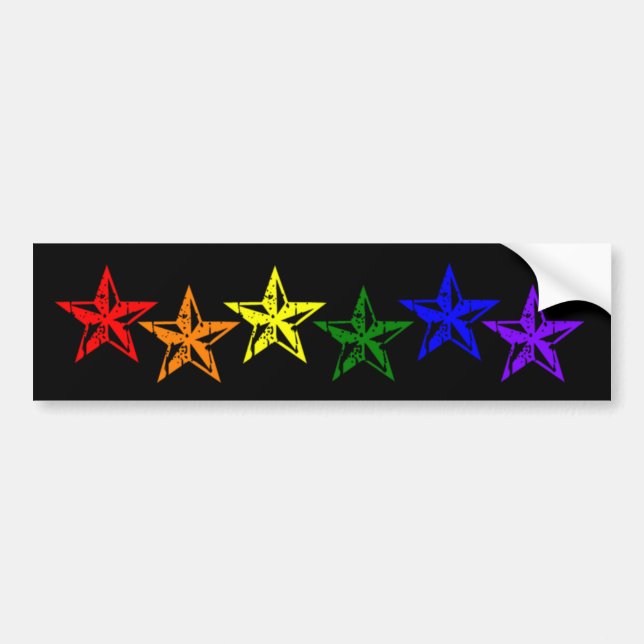 Gay Pride-Regenbogen-Sterne Autoaufkleber (Vorne)