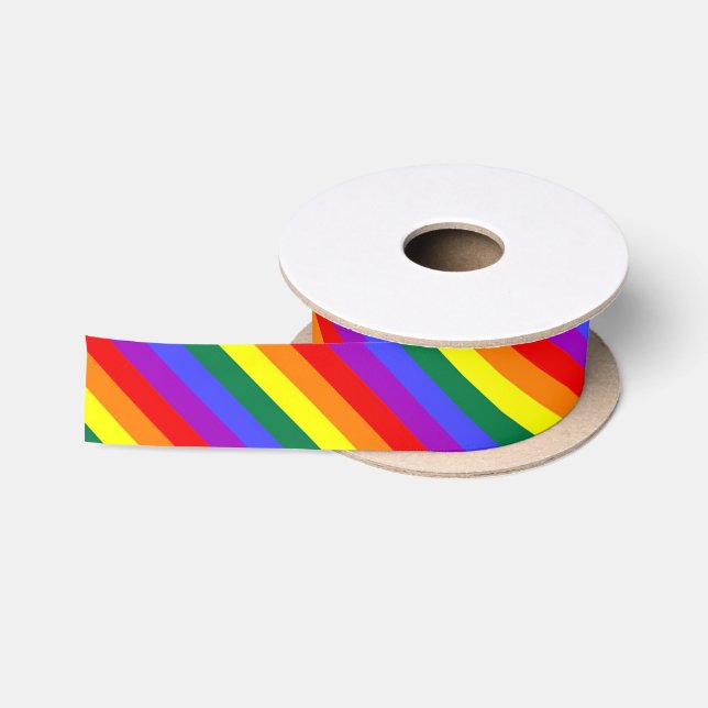Gay Pride Regenbogen Streifen Satinband (Spule)