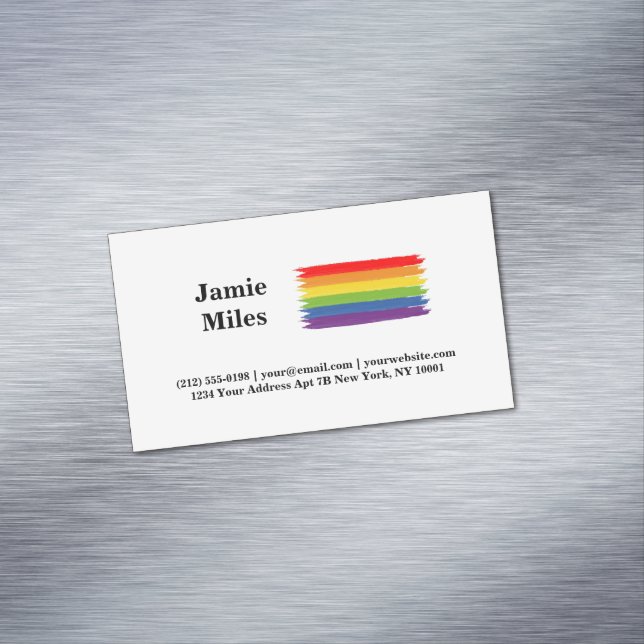 Gay Pride-Regenbogenfahne Brush Stil Minimalistisc Magnetische Visitenkarte (Beispiel)