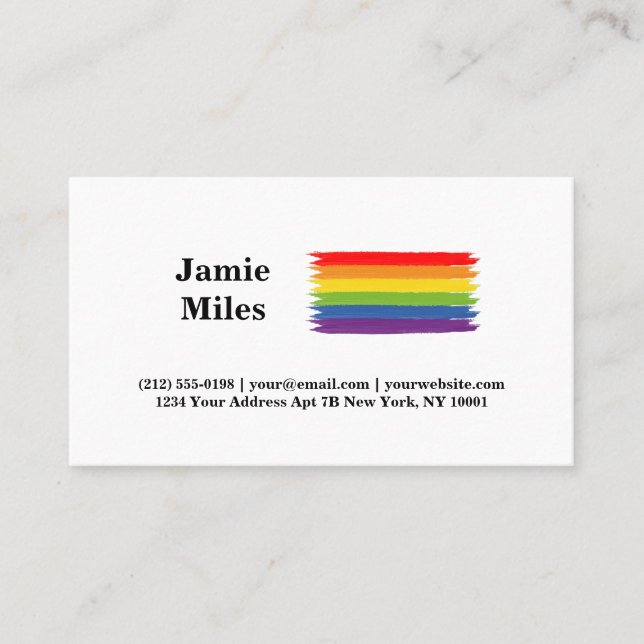Gay Pride-Regenbogenfahne Brush Stil Minimalistisc Visitenkarte (Vorderseite)