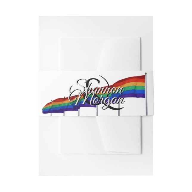 Gay Pride-Regenbogenfahnen Hochzeitsband Einladungsbanderole (Vorderseite Beispiel)
