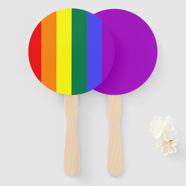 Gay Pride-Regenbogenflagge Fächer (Vorne und Hinten)