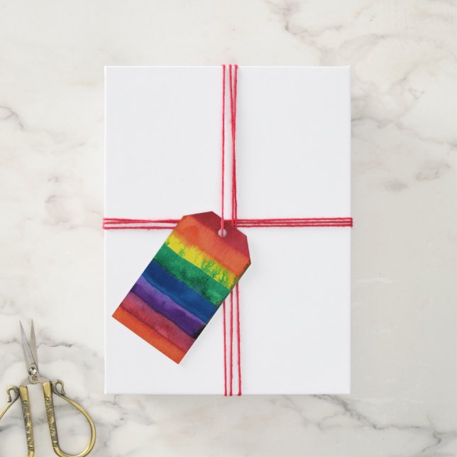 Gay Pride-Regenbogenflagge Geschenkanhänger (Mit Garn)