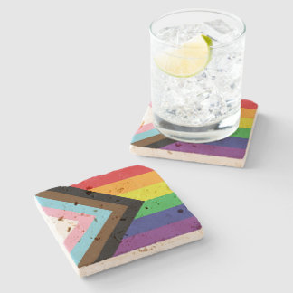 Gay Pride-Regenbogenflagge Progressive LGBTQIA+ Steinuntersetzer