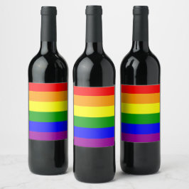 Gay Pride-Regenbogenflagge Weinetikett