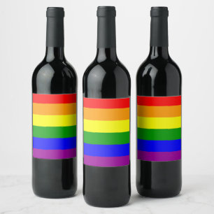 Gay Pride-Regenbogenflagge Weinetikett