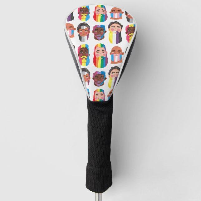 Gay Pride Regenbogenflaggen Bärengeschenk Golf Headcover (Vorderseite)