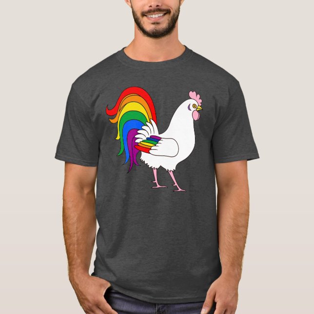 Gay Pride Rooster T-Shirt (Vorderseite)