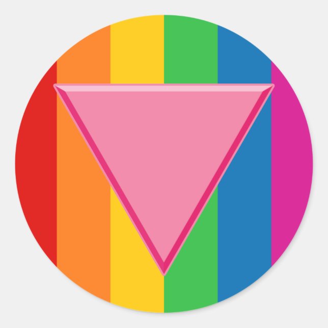 Gay Pride Rosa Dreieck Runder Aufkleber (Vorderseite)
