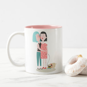 gay pride rose et blanc tasse de la Saint-Valentin