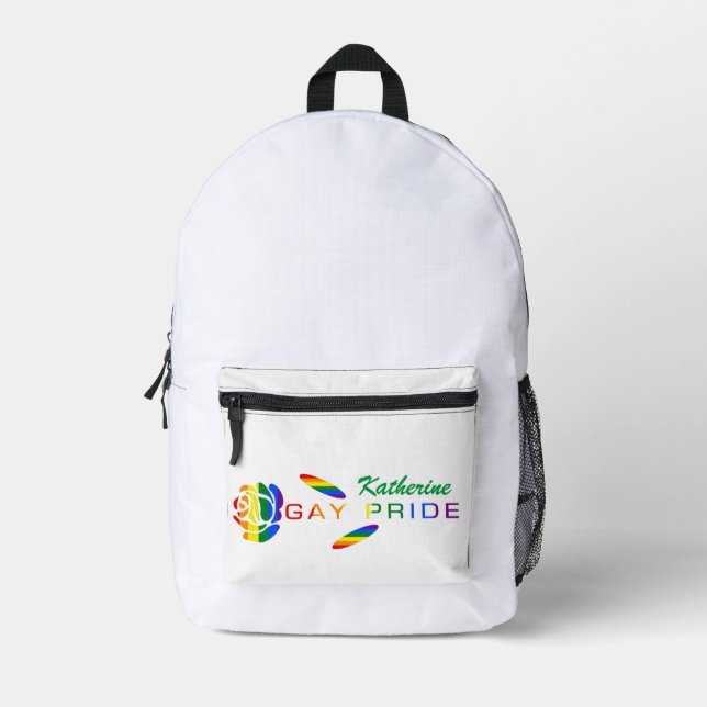 Gay Pride Rose Regenbogenflagge Personalisiert Bedruckter Rucksack (Vorderseite)
