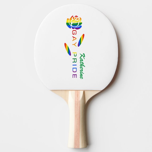 Gay Pride Rose Regenbogenflagge Personalisiert Tischtennis Schläger (Vorderseite)