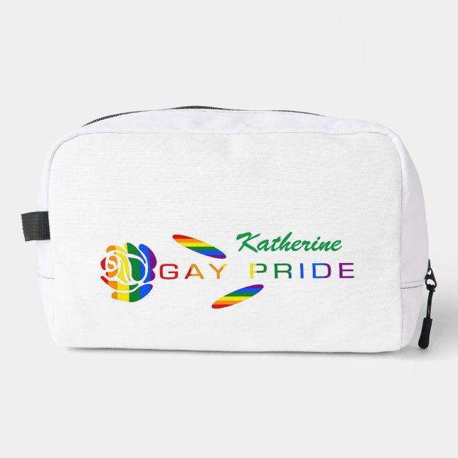 Gay Pride Rose Regenbogenflagge Personalisiert Waschbeutel (Vorderseite)