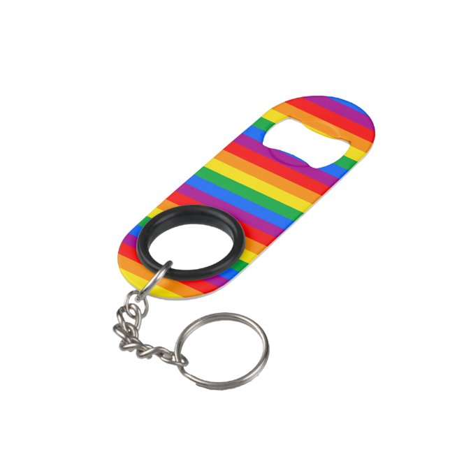 Gay Pride Schlüsselbund Flaschenöffner (Rückseite Schrägansicht)