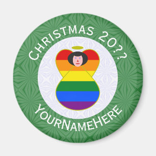 Gay Pride Schwarzhaariger Engel Weihnachtsflagge P Magnet