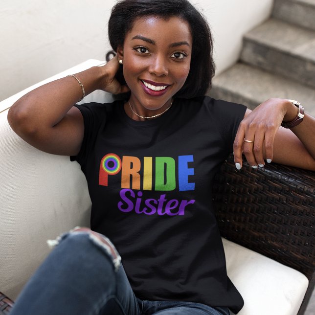 Gay Pride Sister Rainbow Letters LGBTQ T-Shirt (Von Creator hochgeladen)