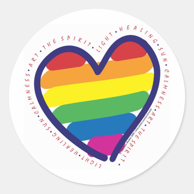 Gay Pride Spirit Heart Runder Aufkleber (Vorderseite)