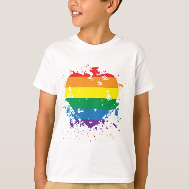 Gay-Pride-Spritzer-Herz T-Shirt (Vorderseite)