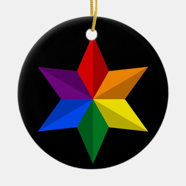 Gay Pride Star Keramikornament (Vorne)