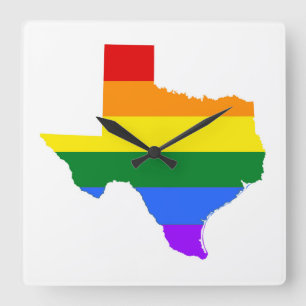 Gay Pride   Texas Rainbow Quadratische Wanduhr