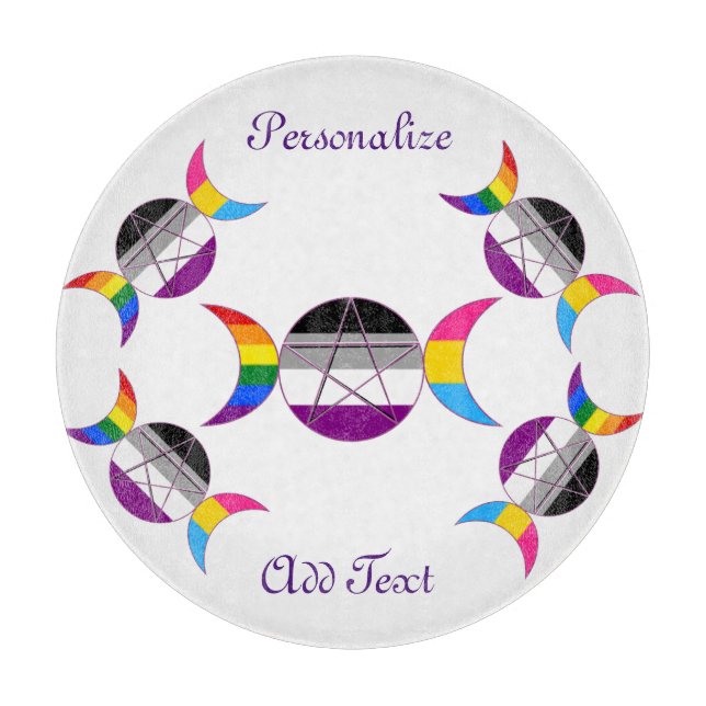 Gay Pride Triple Moon Goddess Pentagramm Schneidebrett (Vorderseite)