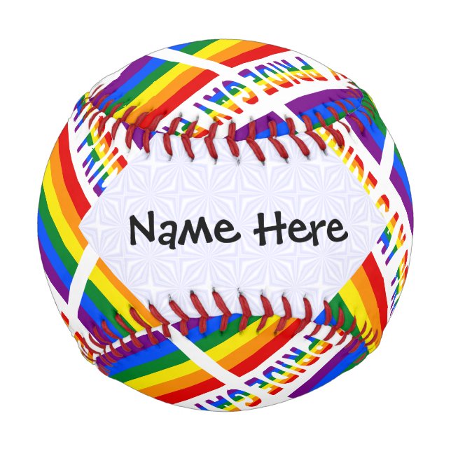 Gay Pride- und Regenbogenflagge mit Ihrem Namen Baseball (Vorderseite)