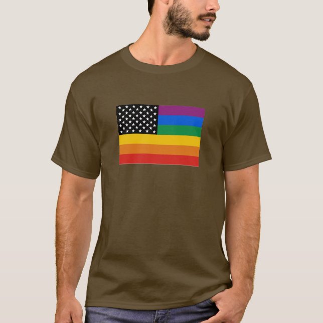 Gay Pride-US Flagge T-Shirt (Vorderseite)